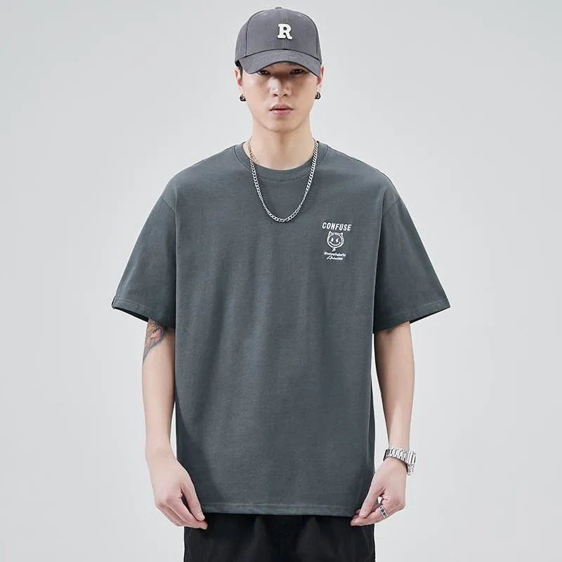Versatile Round Neck Simplicity Pure Cotton Short Sleeve Tee