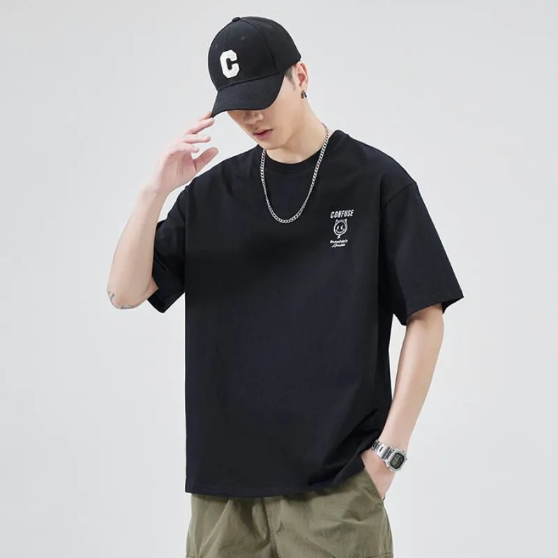 Versatile Round Neck Simplicity Pure Cotton Short Sleeve Tee