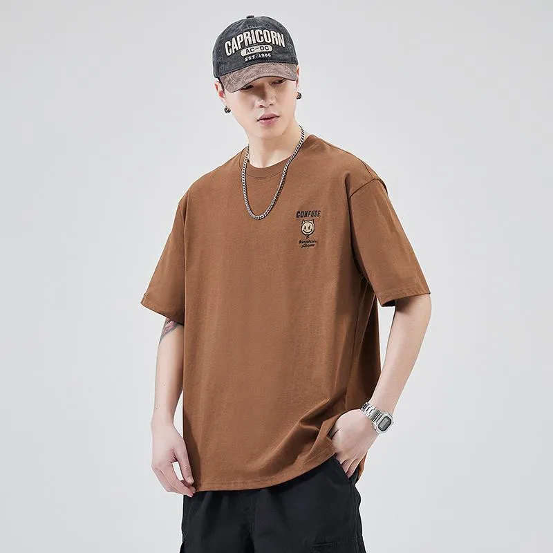 Versatile Round Neck Simplicity Pure Cotton Short Sleeve Tee