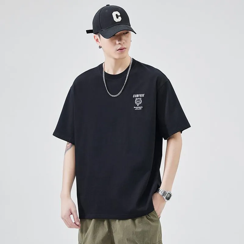 Versatile Round Neck Simplicity Pure Cotton Short Sleeve Tee