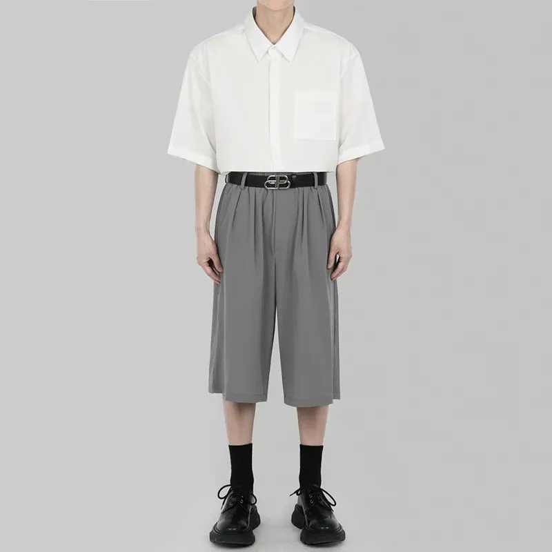 Wiaofellas  - Men Summer New Half Sleeve Solid Shirts Male Casual  Blouses Men White Fashion Pockets Shirts Korean Clothing V62