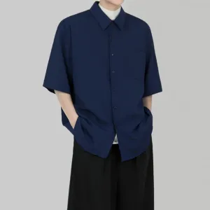 Wiaofellas  - Men Summer New Half Sleeve Solid Shirts Male Casual  Blouses Men White Fashion Pockets Shirts Korean Clothing V62