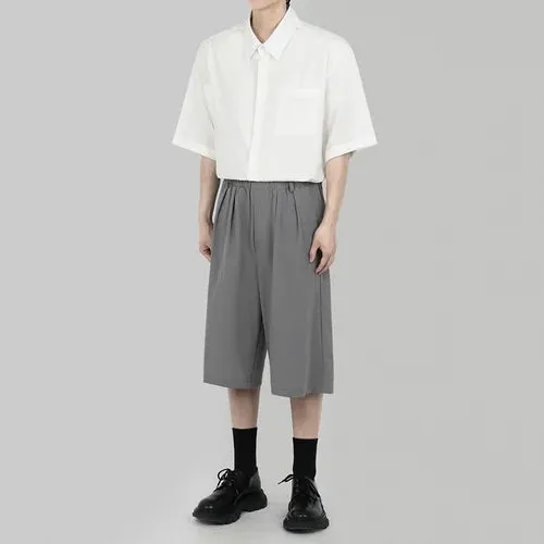 Wiaofellas  - Men Summer New Half Sleeve Solid Shirts Male Casual  Blouses Men White Fashion Pockets Shirts Korean Clothing V62