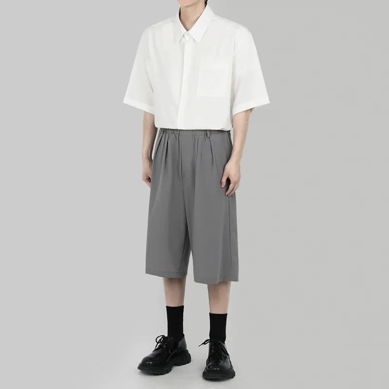Wiaofellas  - Men Summer New Half Sleeve Solid Shirts Male Casual  Blouses Men White Fashion Pockets Shirts Korean Clothing V62