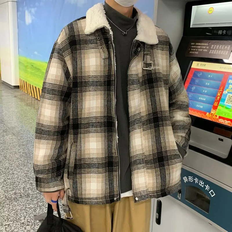 Woolen Lapel Collar Trendy Patchwork Thickened Flannel Coat